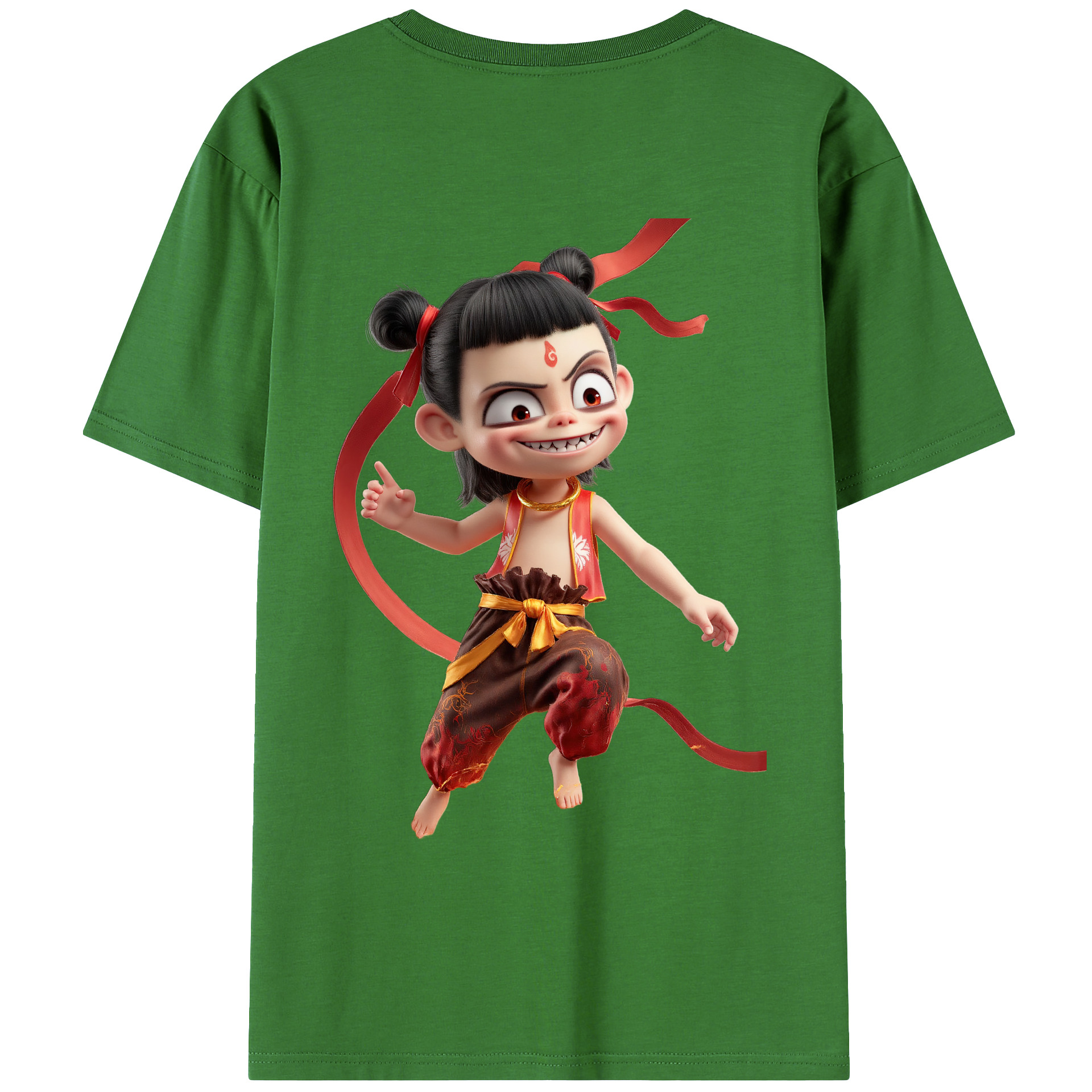 （画像用） Ne Zha 2 ナタ 魔童の大暴れ レディース半袖Tシャツ(バックプリント)